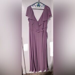 Bill Levkoff Mauve Ruffled Tie Front Gown